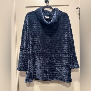 J. Jill Navy Blue Cowl Neck Velour Long Sleeve Sweater Size 1X EUC!